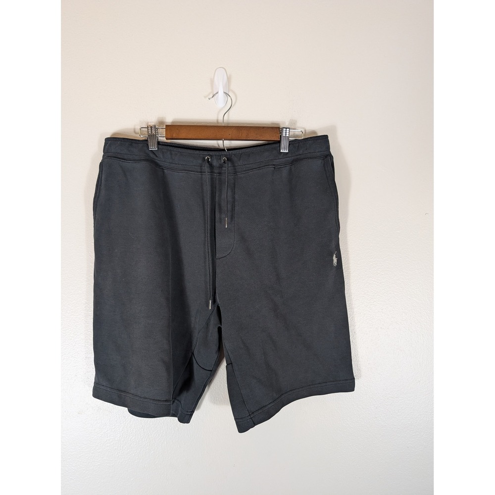 Polo Ralph Lauren Mens XL Black Fleece Sweat Shorts Drawstring Pony Logo Pocket